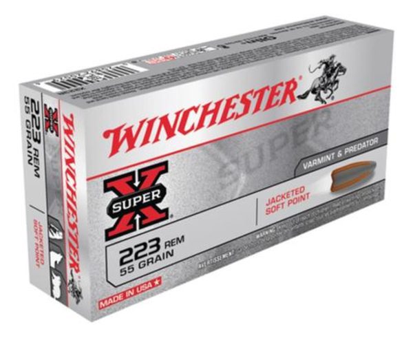 Winchester Super X 223 Rem 55gr, Pointed Soft Point, 20rd Box