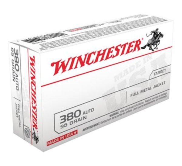 Winchester USA .380 ACP 95gr, Full Metal Jacket, 50rd Box