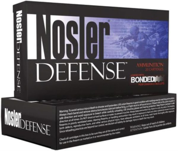 Nosler Defense Bonded .223 Remington 64gr, Bonded Solid 20rd Box