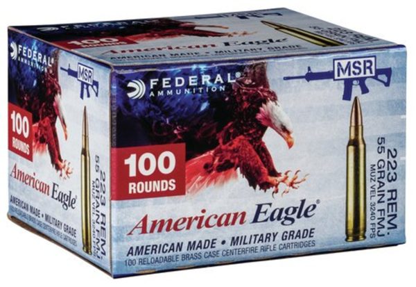 Federal American Eagle 223 Rem/5.56mm 55gr, FMJ, 100rd Box