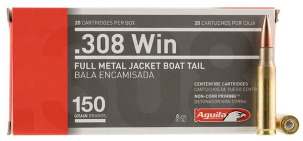 Aguila 308 Win 150gr, Full Metal Jacket Boat Tail 20rd Box