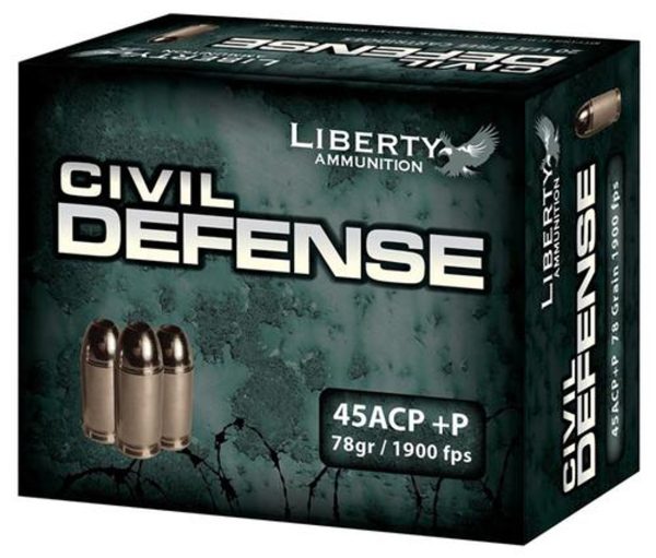 Liberty Ammo Civil Defense 45 ACP+P, 78gr, LF Fragmenting HP, 20rd