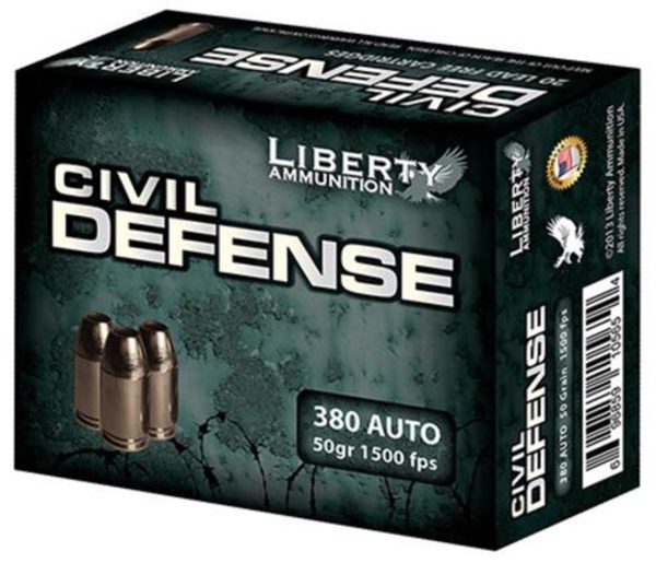 Liberty Ammo Civil Defense 380 ACP 50gr, LF Fragmenting Hollow Point, 20rd Box