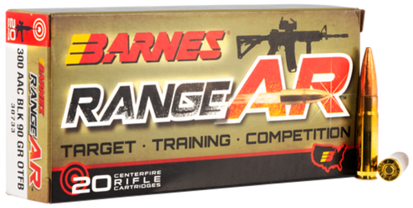 Barnes RangeAR Bullets .300 Blackout 90gr, Open Tip Flat Base (OTFB) 20rd Box