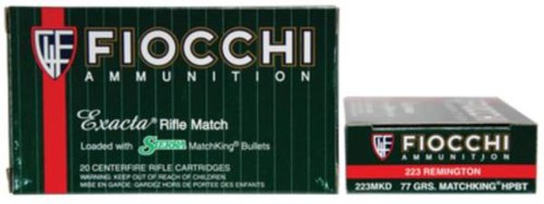 Fiocchi Exacta Rifle Match .223 Rem 77gr, Sierra Match King, 20rd Box