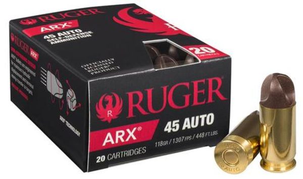 Ruger Inceptor ARX Self Defense Ammo, 45 ACP 118 Gr, 20 Rd Box