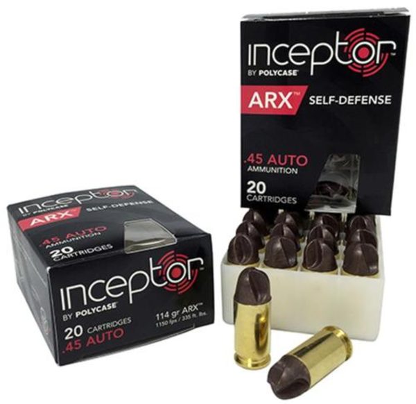 Polycase Inceptor ARX Self Defense Ammo, 45 ACP 118 Gr, 20rd Box