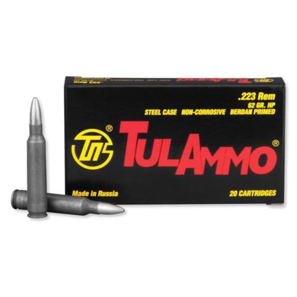 TulAmmo .223 Rem, Steel Case, HP, 62 Gr, 20rd Box