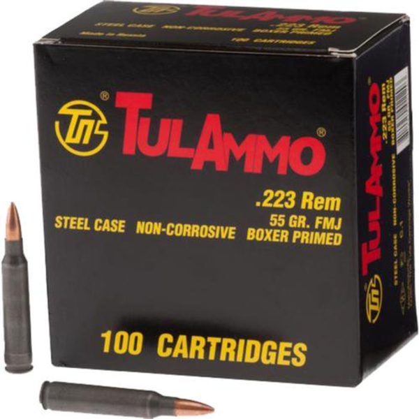 Tulammo 223 Rem/5.56 NATO FMJ 55gr, Steel Case, 100rd/Box