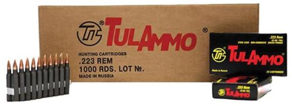 TulAmmo .223 Rem, 75 Gr, Hollow Point, Steel Cased, 20rd Box