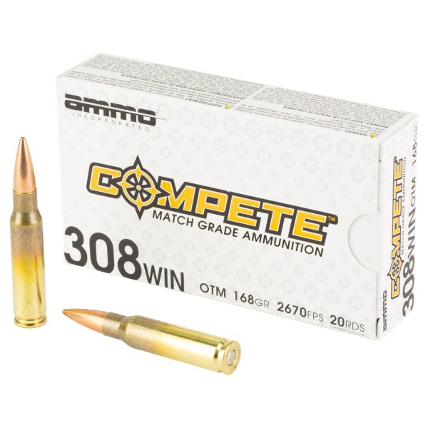 Ammo Inc Compete 308 Winchester, 168gr, Open Tip Match Bullet, 20rd Box