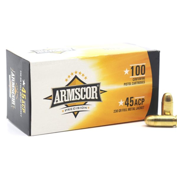 Armscor 45 Acp 230 Gr FMJ Brass Value Pack, Brass - 100 Rds