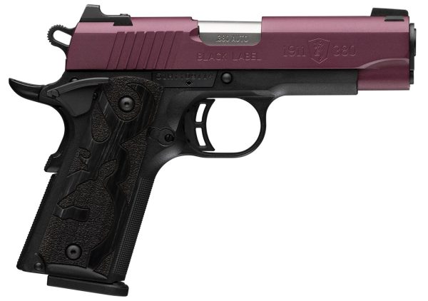 Browning Black Label 1911 380 ACP, 3.6 Barrel, Black Cherry Cerakote, Black Frame, 10rd