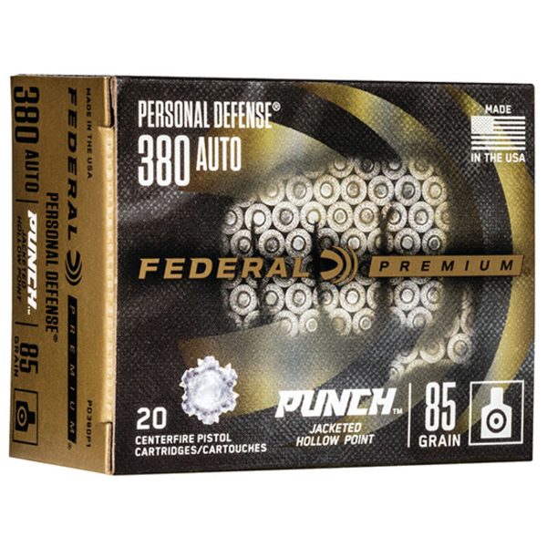 Federal Premium Punch .380 ACP, 85gr, Jacketed Hollow Point, 20rd Box