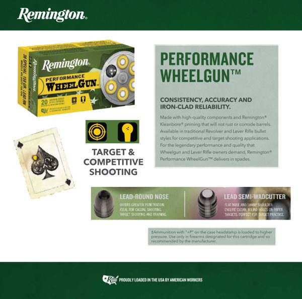 Remington Performance WheelGun 357 Magnum 158gr, Lead Semi Wadcutter (LSWC), 50rd Box - Image 2