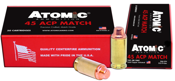 Atomic Match 45 ACP 185gr, Semi-Wadcutter, 50rd Box