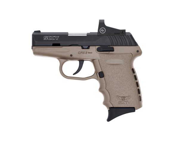 SCCY Industries CPX-2 RD DAO 9mm 3.10",  Black Slide Flat Dark Earth Polymer Frame/Grip Crimson Trace 1500 Red Dot No Manual Safety,  10 rd - Image 2