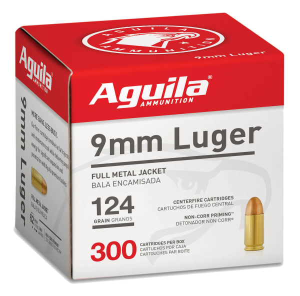 Aguila Target & Range 9mm, 124gr, Full Metal Jacket. 300rd Box