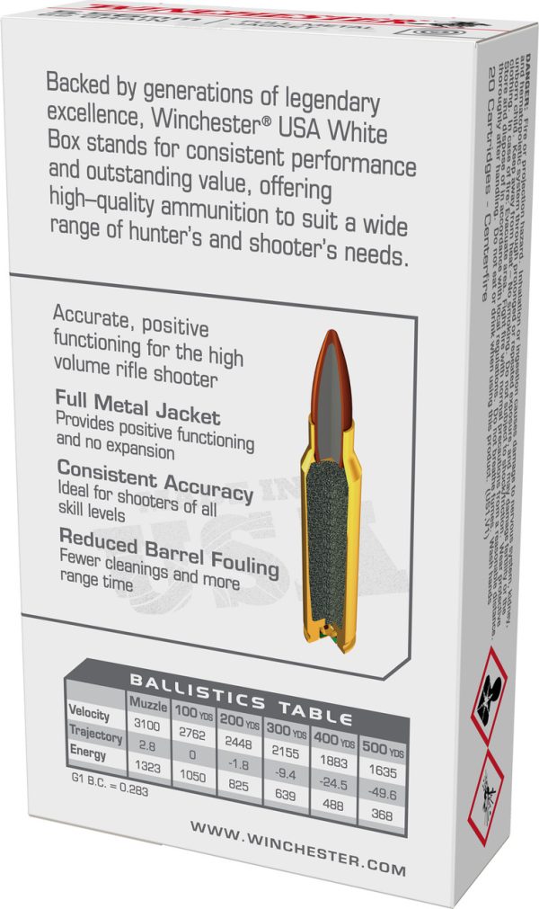 Winchester , 556NATO, 62Gr, Full Metal Jacket, 20rd Box - Image 2