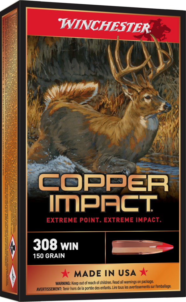 Winchester Copper Impact 308 Winchester, 150gr, Lead-Free, 20rd Box