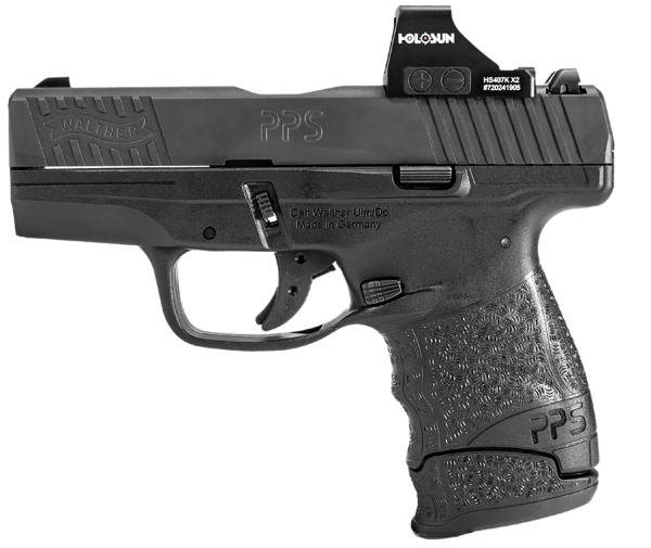 Walther PPS M2 9mm, 3.18" Barrel, Holosun 407K RDS, Black, 6rd/7rd