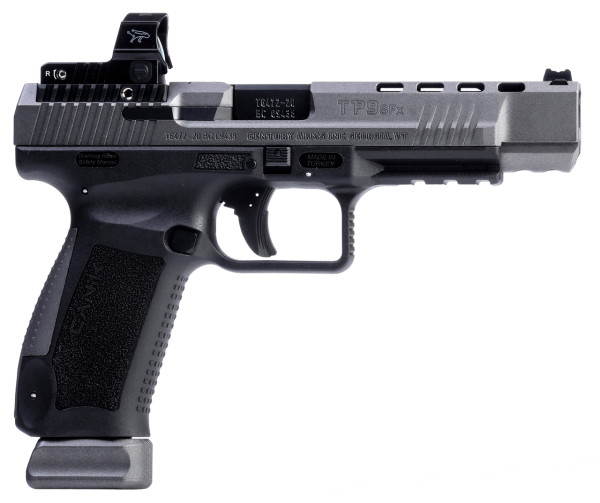 Canik TP9SFx, 9mm, 5.2" Barrel, Tungsten, 3 Dot Sights, MeCanik M02, 20rd