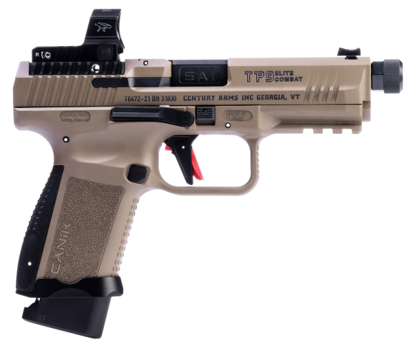 Canik TP9 Elite Combat, 9mm, 4.75" Barrel, Flat Dark Earth, 3 Dot Sights, MeCanik M02, 15rd