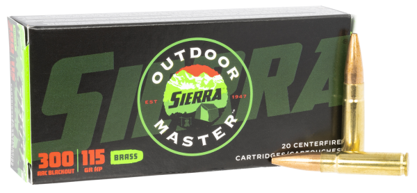 Sierra Bullets Outdoor Master 300 Blackout, 115Gr, Hollow Point, 20rd Box