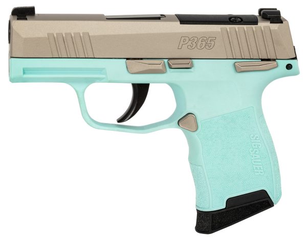 Sig P365, Sub-Compact, 380 ACP, 3.1" Barrel, Turquoise, Optics Ready Slide, SIGLITE Day/Night Sights,10 Rd - Image 2