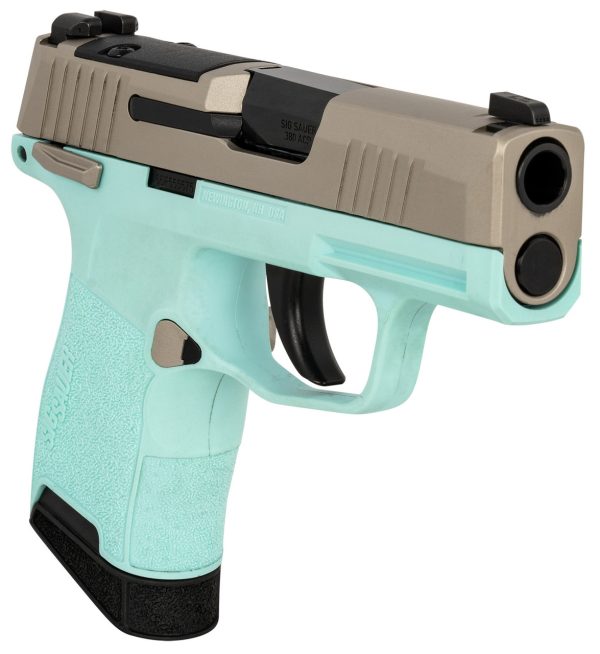 Sig P365, Sub-Compact, 380 ACP, 3.1" Barrel, Turquoise, Optics Ready Slide, SIGLITE Day/Night Sights,10 Rd - Image 3