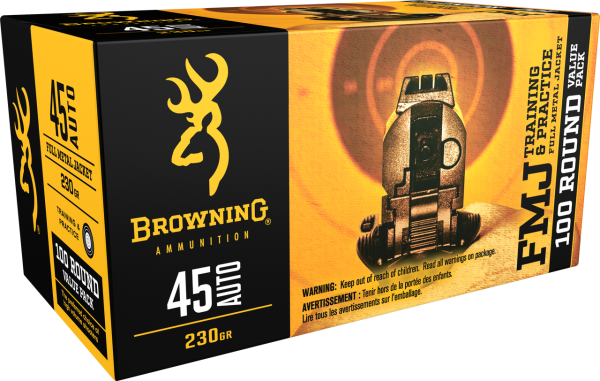 Browning Ammo, FMJ Value Pack 45ACP, 230gr, Full Metal Jacket 100 Per Box/5 Case