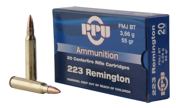 Prvi Partizan Standard , 223 Remington, 55gr, Boat Tail Full Metal Jacket, 20rd Box