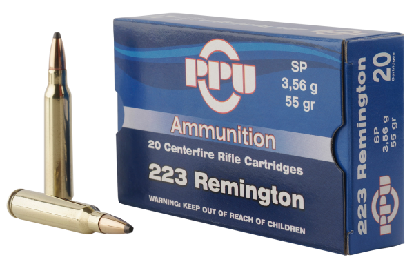 PPU Standard Rifle 223 Remington, 55gr, Soft Point, 20Bx/50Cs