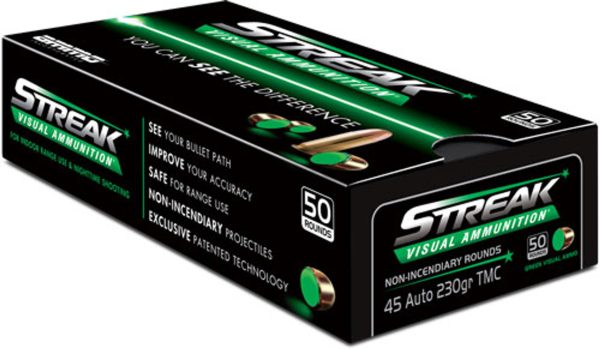 Ammo Inc Streak Visual (GREEN) 45 ACP, 230gr, TMC, 50Bx/20Cs