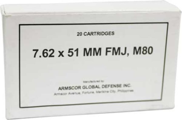 Armscor Precision M80 7.62x51mm, 147gr, Full Metal Jacket, 20rd Box