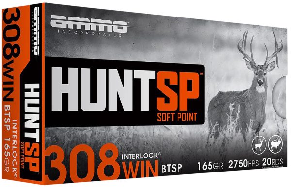 Ammo Hunt SP 308 Winchester, 165gr, Soft Point, 20rd Box