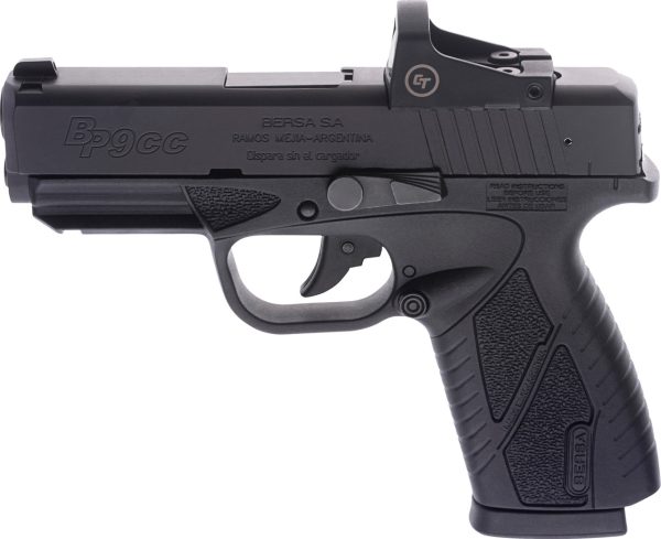 Bersa BP CC 9mm, 4" Barrel, Black, Crimson Trace Red Dot, No Manual Safety, 8rd - Image 2