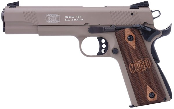 Mauser Rimfire 1911 22 LR, 5" Barrel, Tan Frame, Walnut Grip, 10rd