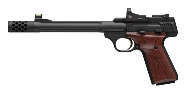 Browning Buckmark Hunter 22 LR, 7.65" Threaded Barrel, Black, Rosewood Grip, Crimson Trace Red Dot, 10rd - Image 2