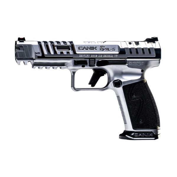 Canik SFX Rival-S Steel Frame, 9mm, 5" Barrel, Chrome, Black Accents/Grip, Optic Ready, 18rd - Image 2