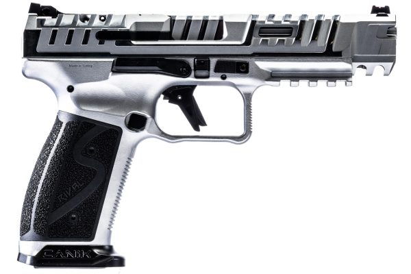 Canik SFX Rival-S Steel Frame, 9mm, 5" Barrel, Chrome, Black Accents/Grip, Optic Ready, 18rd