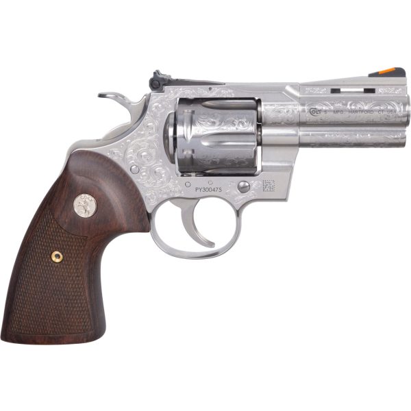 Colt Python 357 Mag, 3" Barrel, Engraved Stainless Steel, 6rd