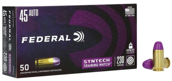 Federal Syntech Training Match 45 ACP, 230gr, Total Syntech Jacket Flat Nose, 50rd Box