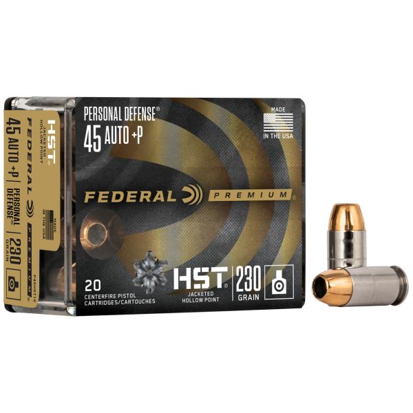 Federal Premium 45 ACP +P, 230gr, Jacketed Hollow Point, 20Bx/10Cs