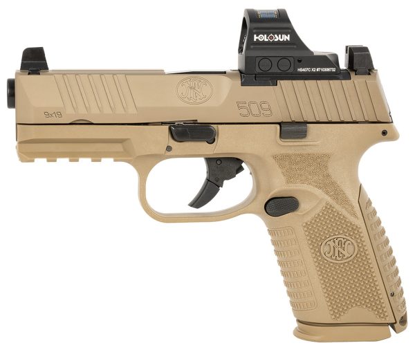 FN 509M MRD 9mm, 4" Barrel, Flat Dark Earth, Holosun 407C Red Dot Sight, 10rd - Image 2