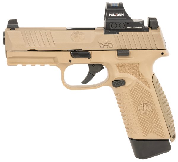 FN 545 MRD 45 ACP, 4.1" Barrel, Flat Dark Earth, Holosun 407C Red Dot Sight, 10rd - Image 2