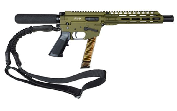 Freedom Ordnance FX9 Sling 9mm, 10" Barrel, Olive Drab Green, M-Lok Handguard, Buffer Tube, 32rd