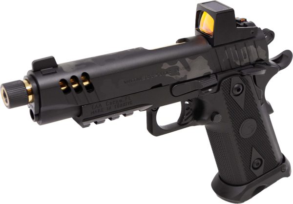 Girsan Witness 2311 9mm, 4.5" Threaded Gold Barrel, Black Camo Cerakote, FarDot Reflex Sight, 17rd - Image 4