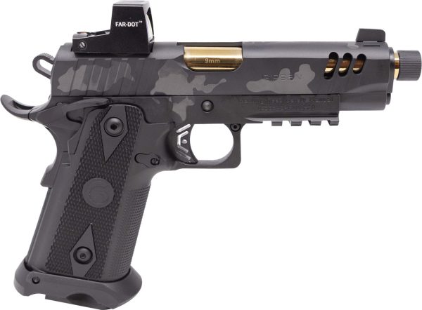 Girsan Witness 2311 9mm, 4.5" Threaded Gold Barrel, Black Camo Cerakote, FarDot Reflex Sight, 17rd