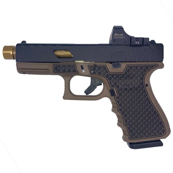 Glock G19 G3 Custom "Tarpon FDE" 9mm, 4.6" Threaded Gold Barrel, Burris Fast Fire II Red Dot, 15rd - Image 2